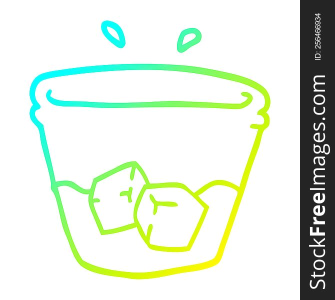 cold gradient line drawing of a cartoon water and ice