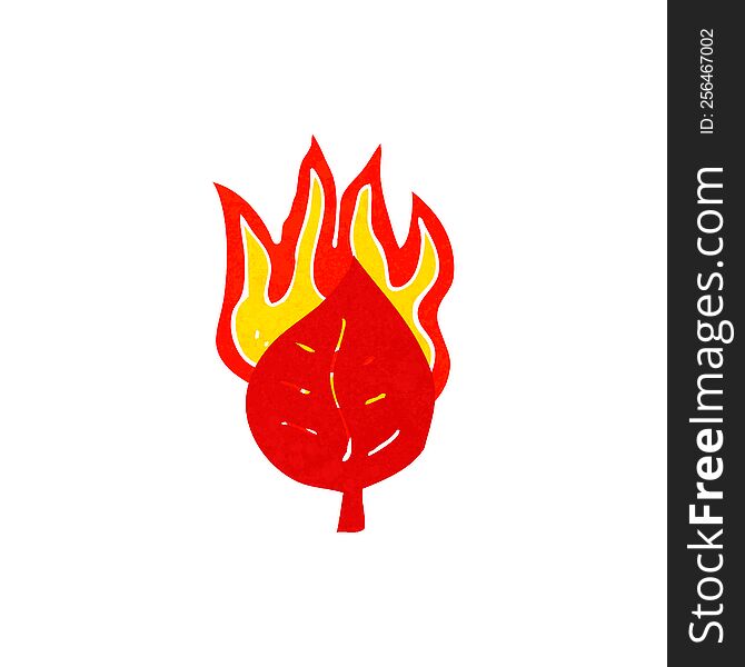 Cartoon Leaf On Fire Symbol