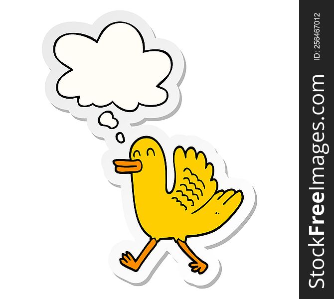 cartoon duck with thought bubble as a printed sticker