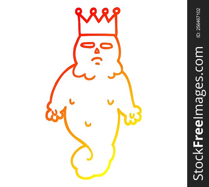 warm gradient line drawing of a cartoon spooky ghost king