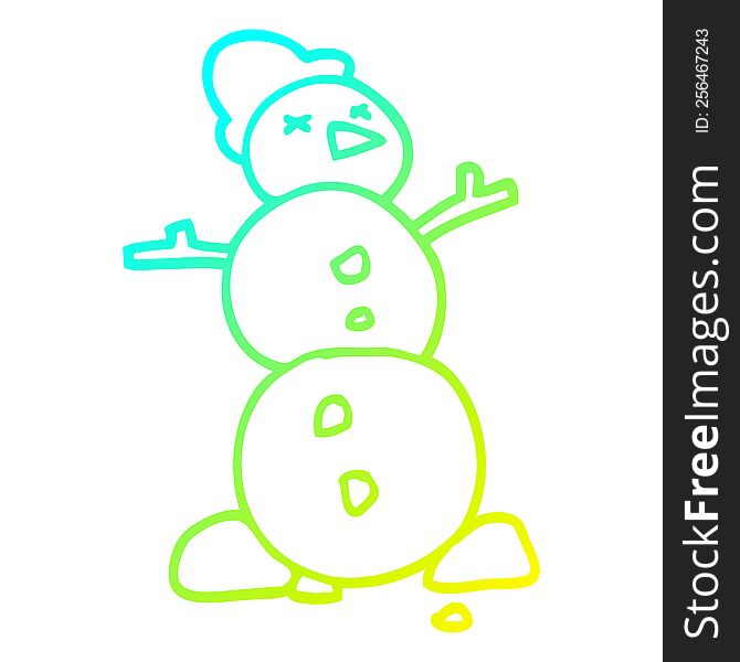 Cold Gradient Line Drawing Cartoon Traditional Snowman