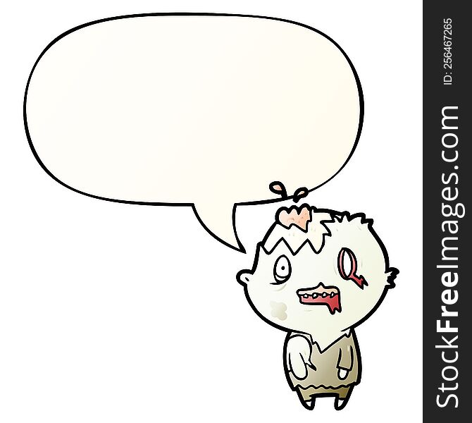 Cartoon Zombie And Speech Bubble In Smooth Gradient Style