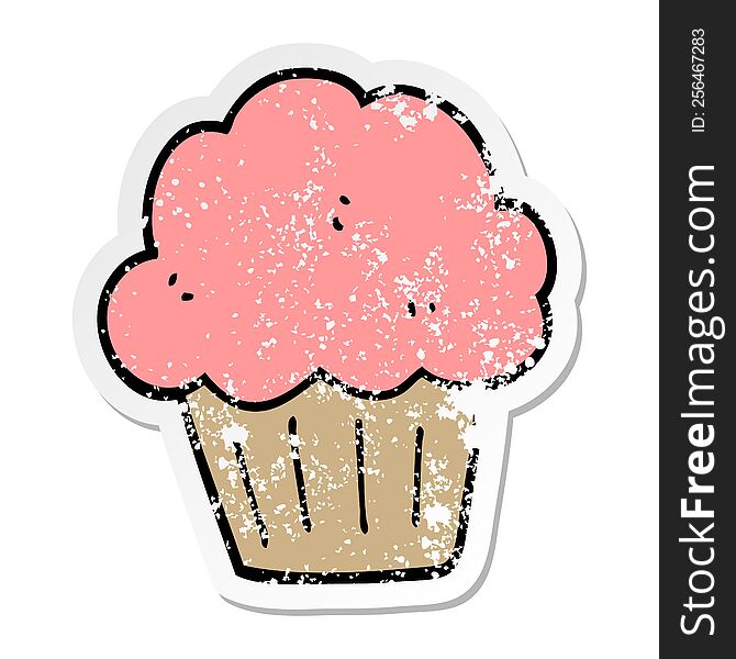 Distressed Sticker Of A Cartoon  Muffin