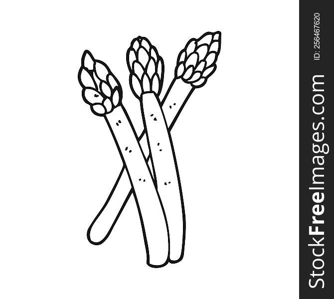 freehand drawn black and white cartoon asparagus