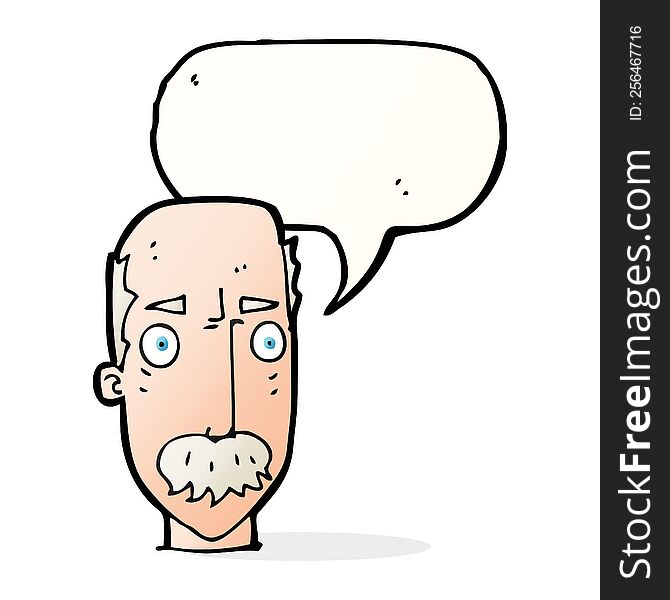 Cartoon Annoyed Old Man With Speech Bubble