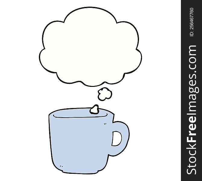 Cartoon Coffee Cup And Thought Bubble