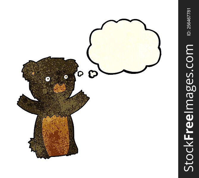 cartoon black bear cub with thought bubble