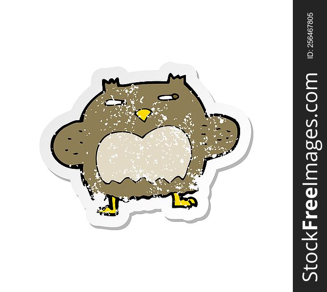 Retro Distressed Sticker Of A Cartoon Suspicious Owl