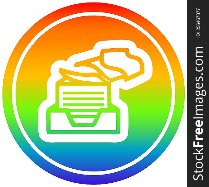 Office Paper Stack Circular In Rainbow Spectrum