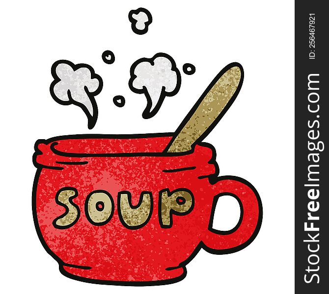 cartoon doodle of hot soup