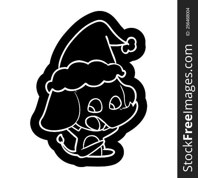 Cute Cartoon Icon Of A Elephant Wearing Santa Hat