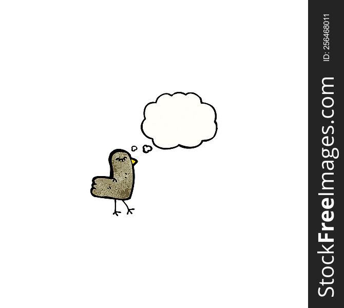 Bird With Thought Bubble Cartoon