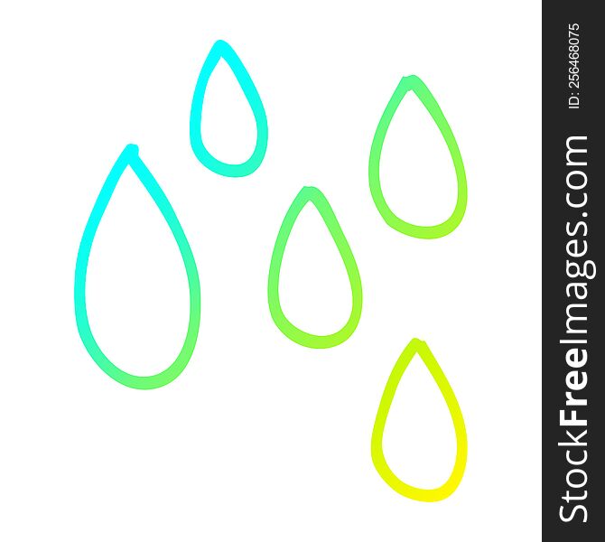 cold gradient line drawing of a cartoon rain drop