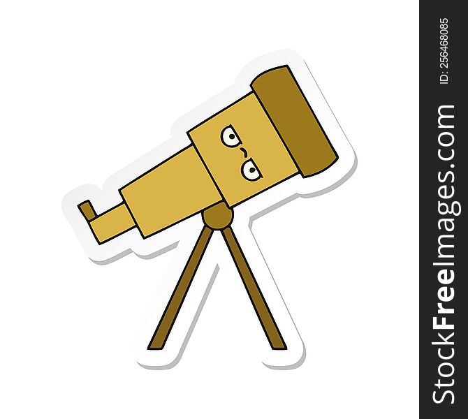 Sticker Of A Cute Cartoon Telescope