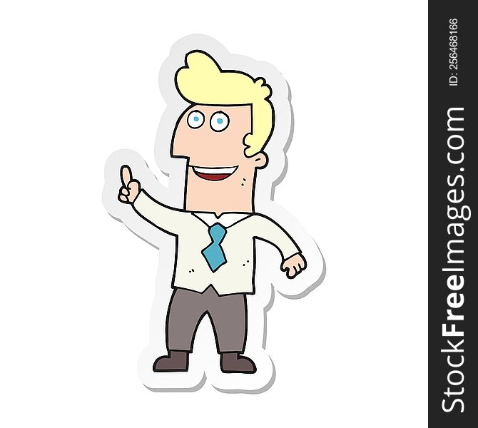 Sticker Of A Cartoon Businessman Pointing