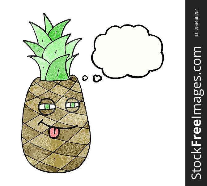 Thought Bubble Textured Cartoon Pineapple