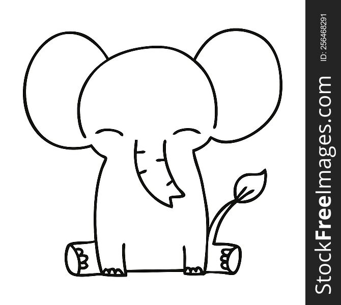 Quirky Line Drawing Cartoon Elephant