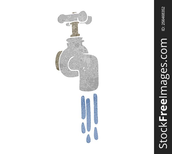 freehand retro cartoon running faucet