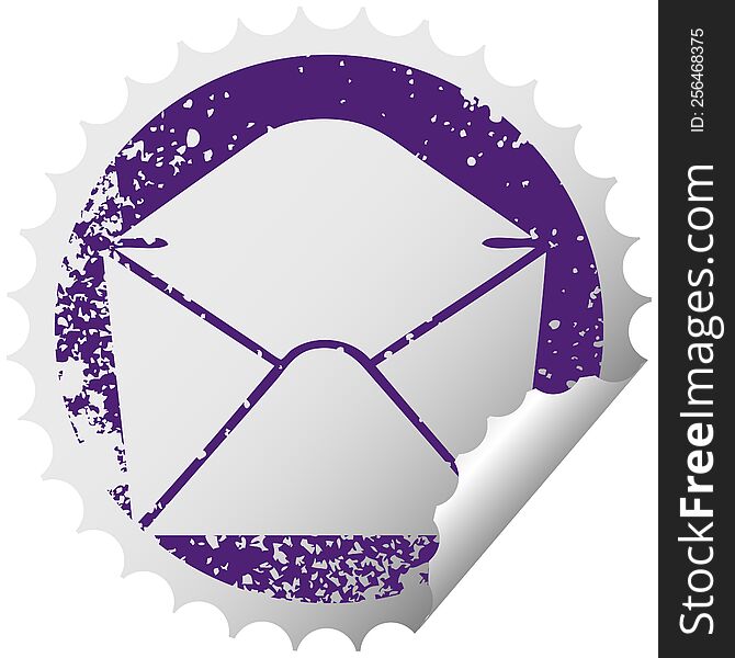 distressed circular peeling sticker quirky symbol envelope. distressed circular peeling sticker quirky symbol envelope