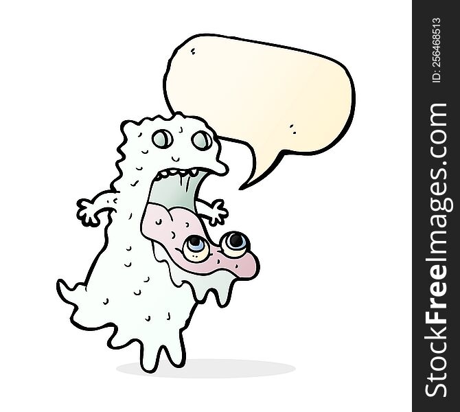 Cartoon Gross Ghost With Speech Bubble