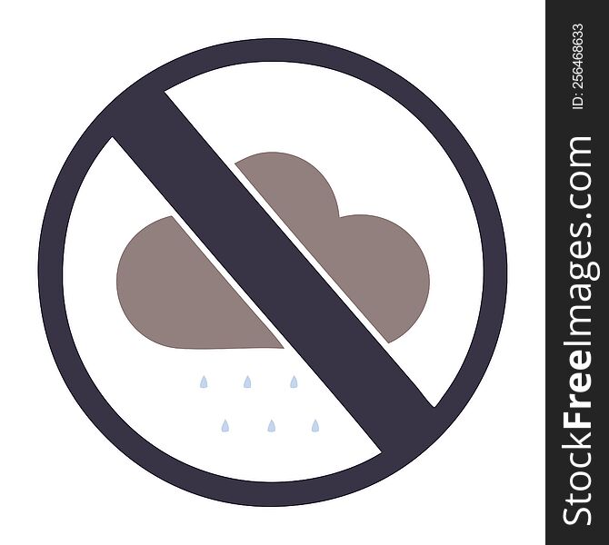 flat color retro cartoon of a storm rain cloud sign