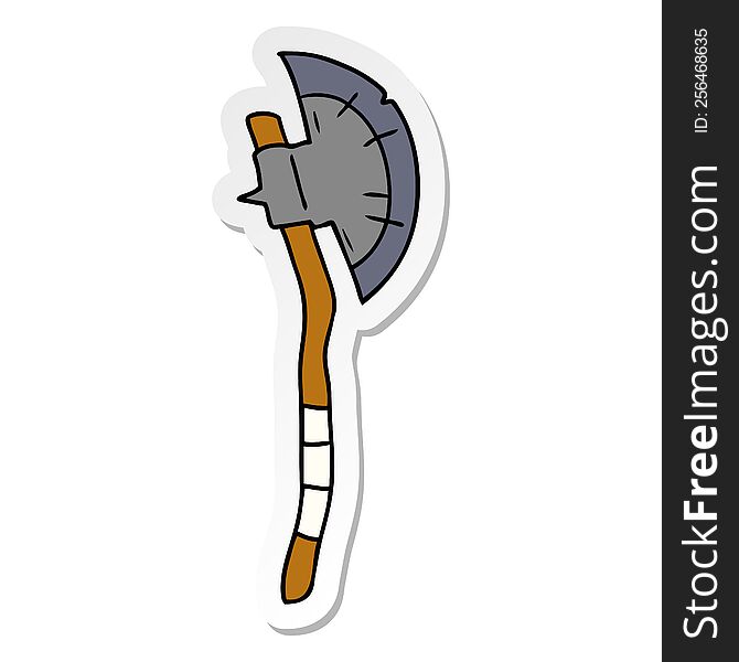 Sticker Cartoon Doodle Of A Medieval Axe