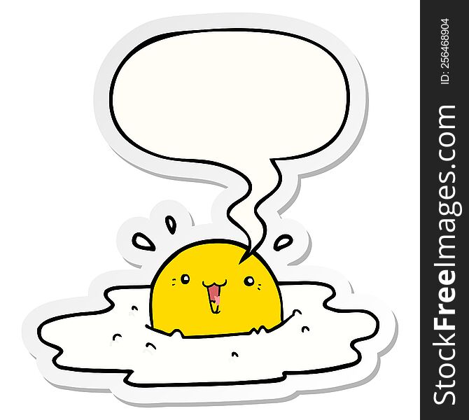 Cute Cartoon Fried Egg And Speech Bubble Sticker