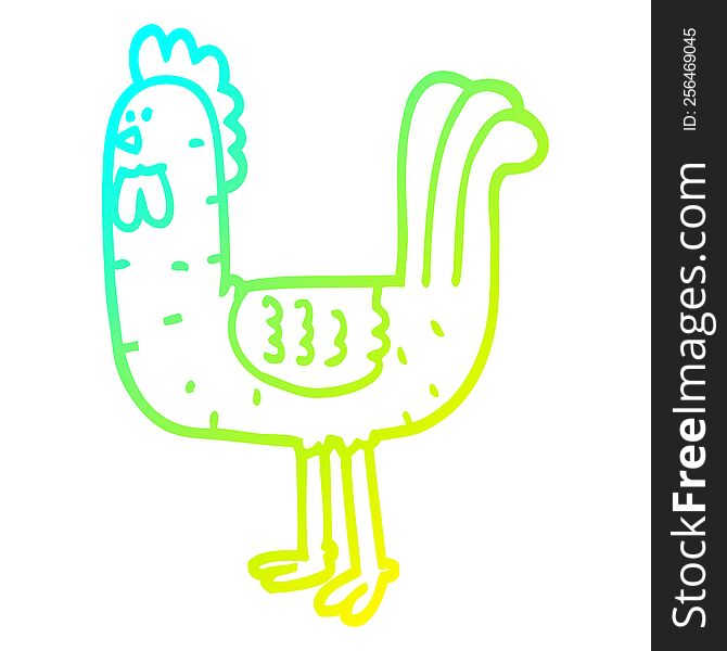 cold gradient line drawing of a cartoon cockerel