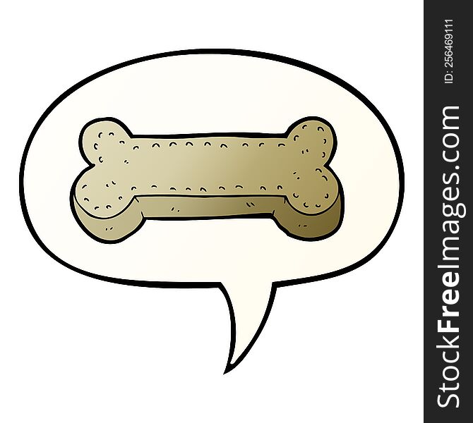 cartoon dog biscuit with speech bubble in smooth gradient style
