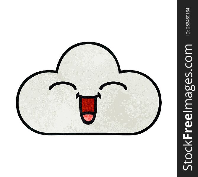 retro grunge texture cartoon of a white cloud