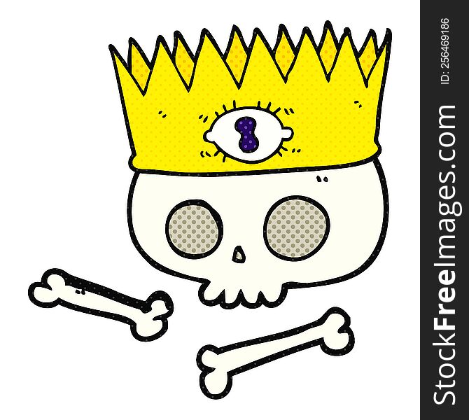 Cartoon Magic Crown On Old Skull