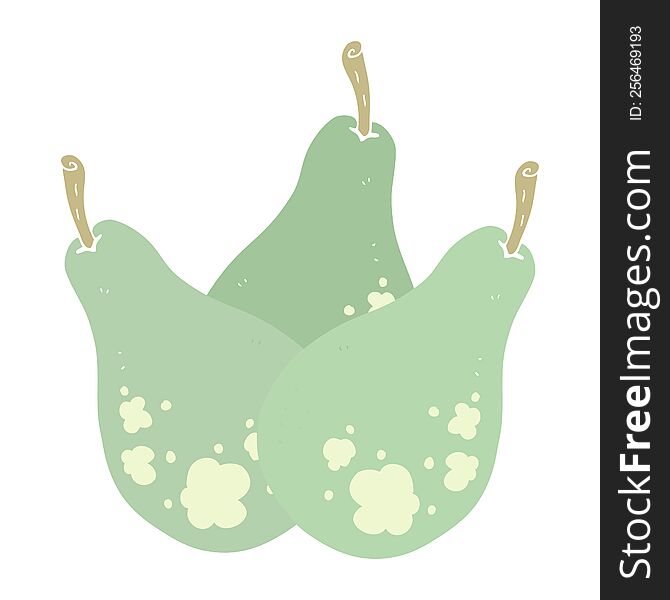 Flat Color Illustration Of A Cartoon Pears