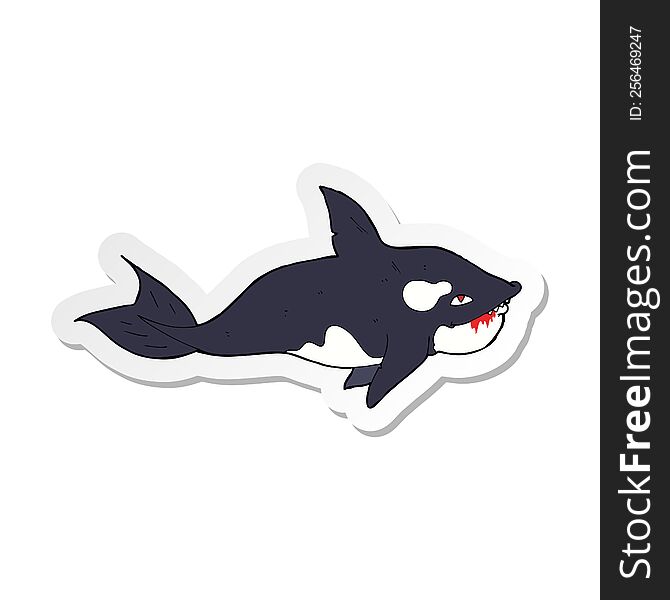 sticker of a cartoon killer whale