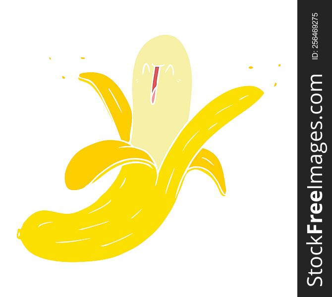 Flat Color Style Cartoon Crazy Happy Banana