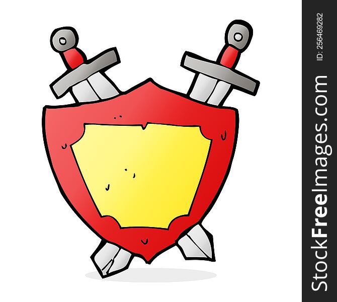 cartoon shield and swords