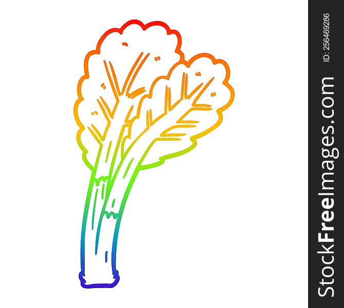 Rainbow Gradient Line Drawing Cartoon Rhubarb