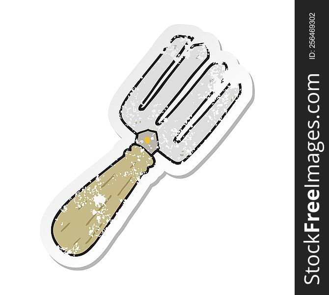 Distressed Sticker Of A Cartoon Fork