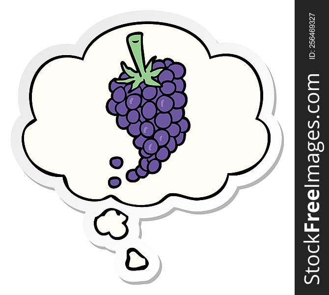 cartoon grapes with thought bubble as a printed sticker