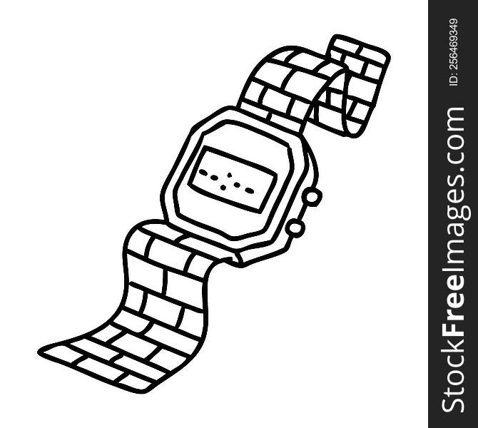 line doodle of an old digital watch counting the seconds off life