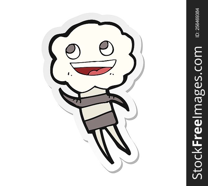 Sticker Of A Cartoon Cute Cloud Head Creature