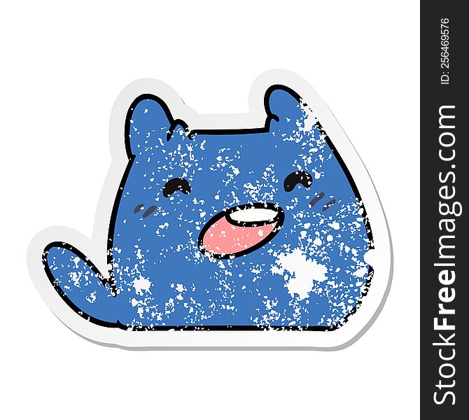 Distressed Sticker Cartoon Of Kawaii Alien Pet