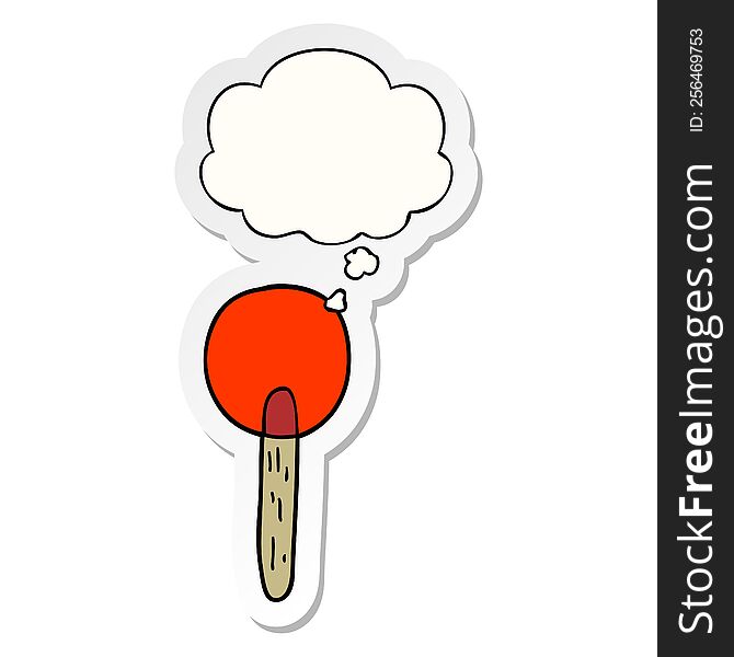 cartoon candy lollipop with thought bubble as a printed sticker