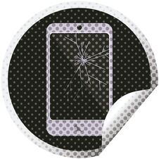 Cracked Screen Cell Phone Graphic Circular Sticker Royalty Free Stock Image Cracked Screen Cell Phone Graphic Circular Sticker Royalty Free Stock Image