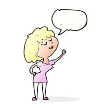 Cartoon Happy Woman About To Speak With Speech Bubble Royalty Free Stock Photo