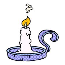 Cartoon Doodle Of A Candle Holder And Lit Candle Stock Images