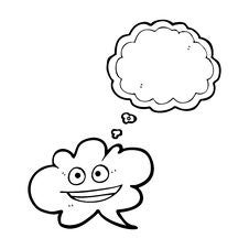 Thought Bubble Cartoon Cloud Thought Bubble With Face Stock Image