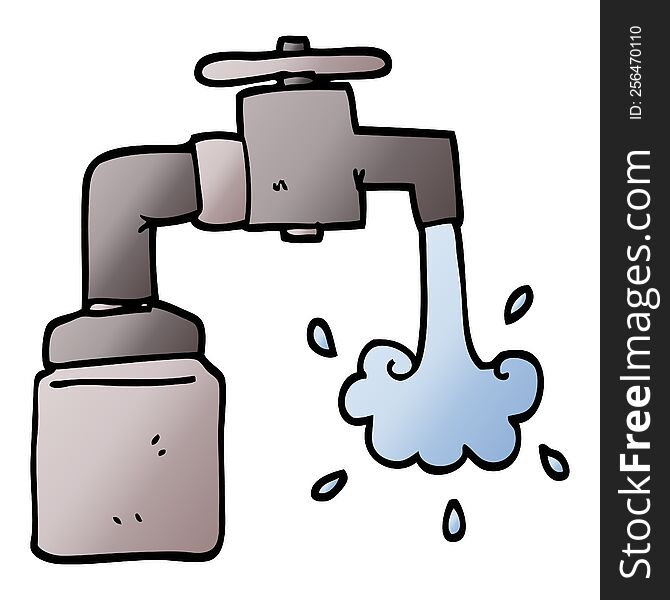 vector gradient illustration cartoon running faucet