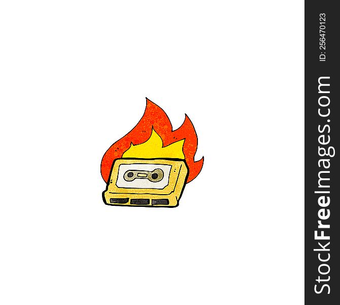 cartoon burning cassette tape