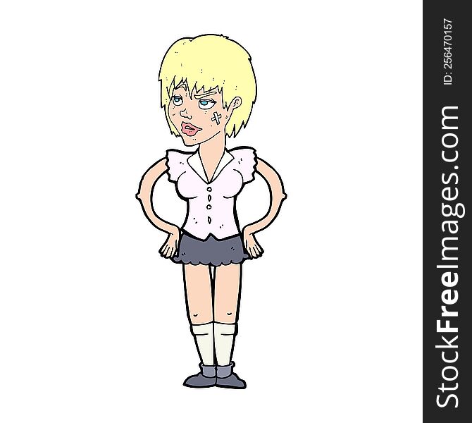 Cartoon Tough Woman With Hands On Hips