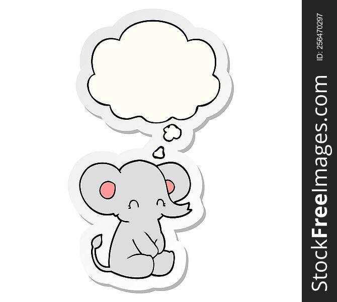 Cute Cartoon Elephant And Thought Bubble As A Printed Sticker